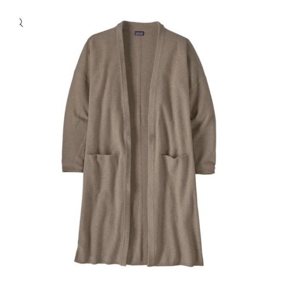 Patagonia Women's Recycled Cashmere Long Cardigan Size Small Tan Open Front